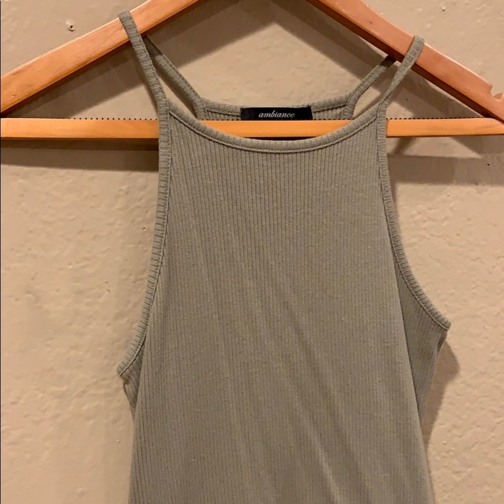 Green Ribbed Halter Top